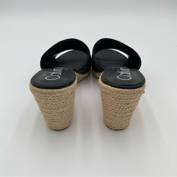 Calvin Klein Bandera Espadrille Slip On Open Toe Wedge Sandals Black Size 10 - Picture 6 of 9